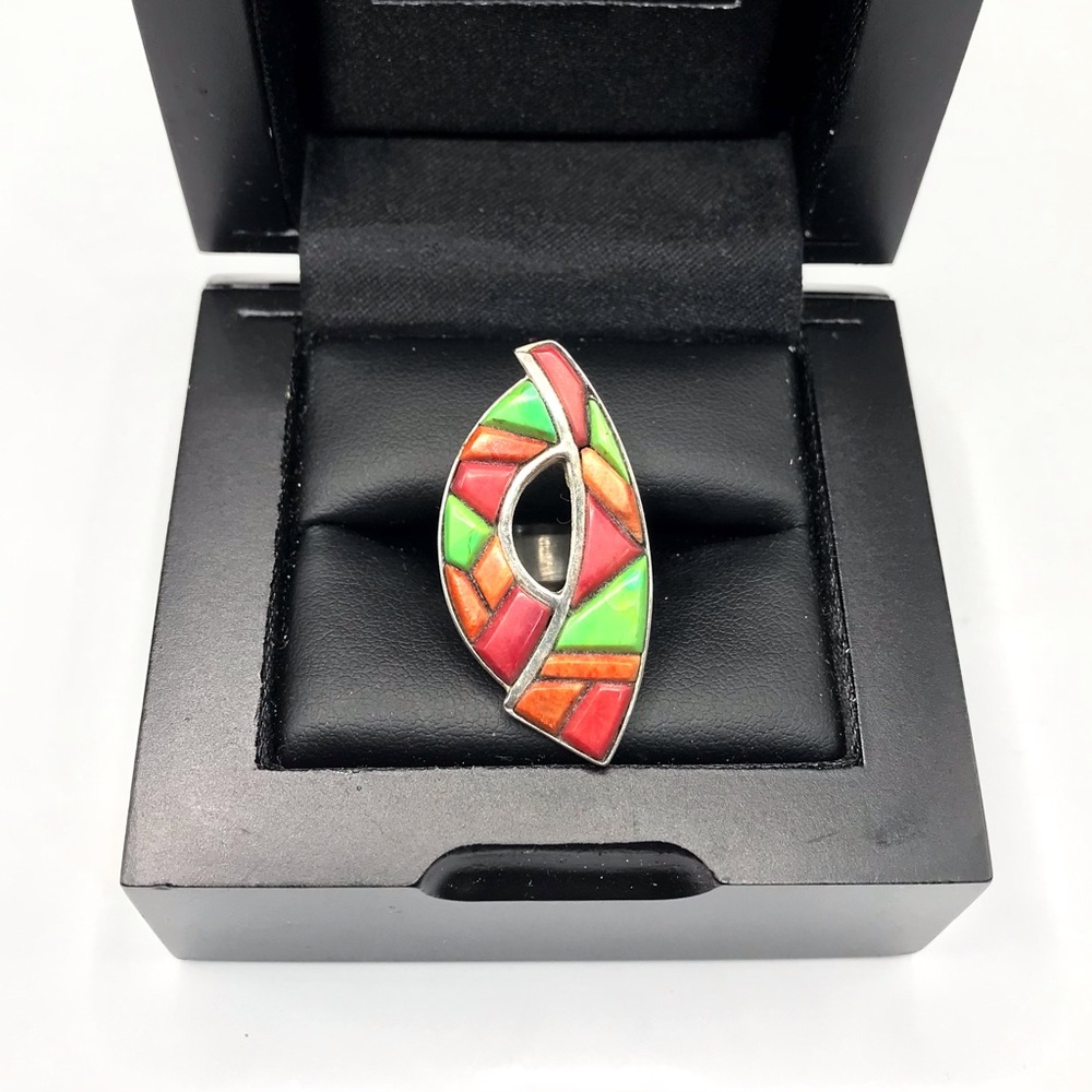 Colorful Abstract Women Jewelry Ring 925 sterling silver size 5.5